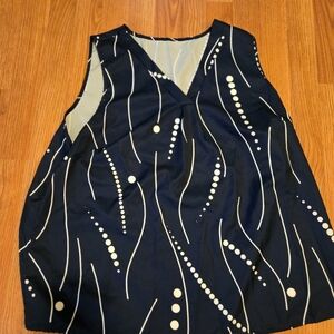 Navy and White Sleeveless Women's Top